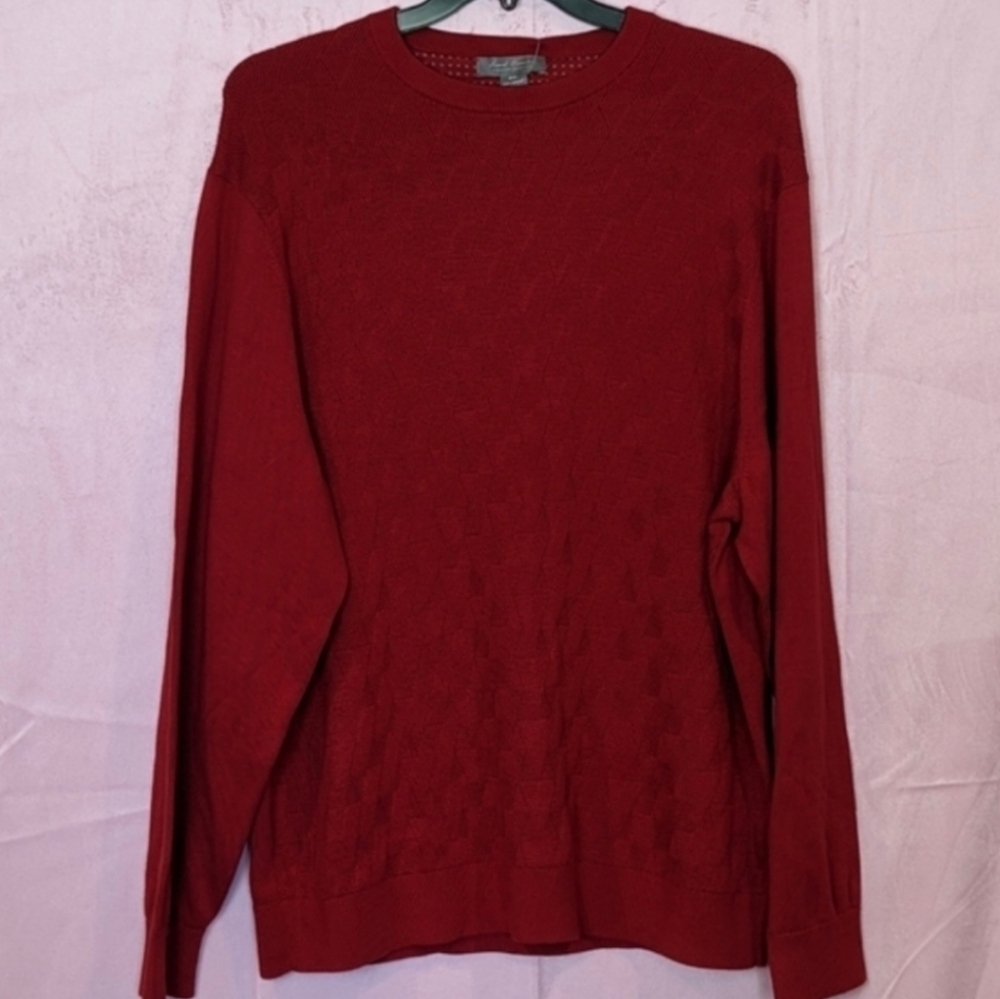 Daniel Cremieux Red Basket Weave Pattern Crew Neck Sweater size XXL